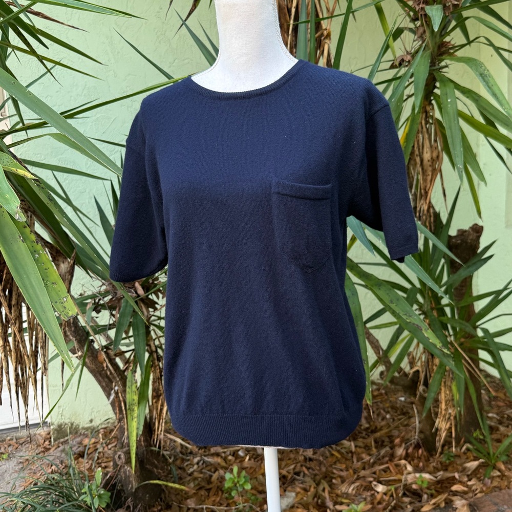 Ralph Lauren Navy Cashmere Short Sleeve - Picture 2 of 5